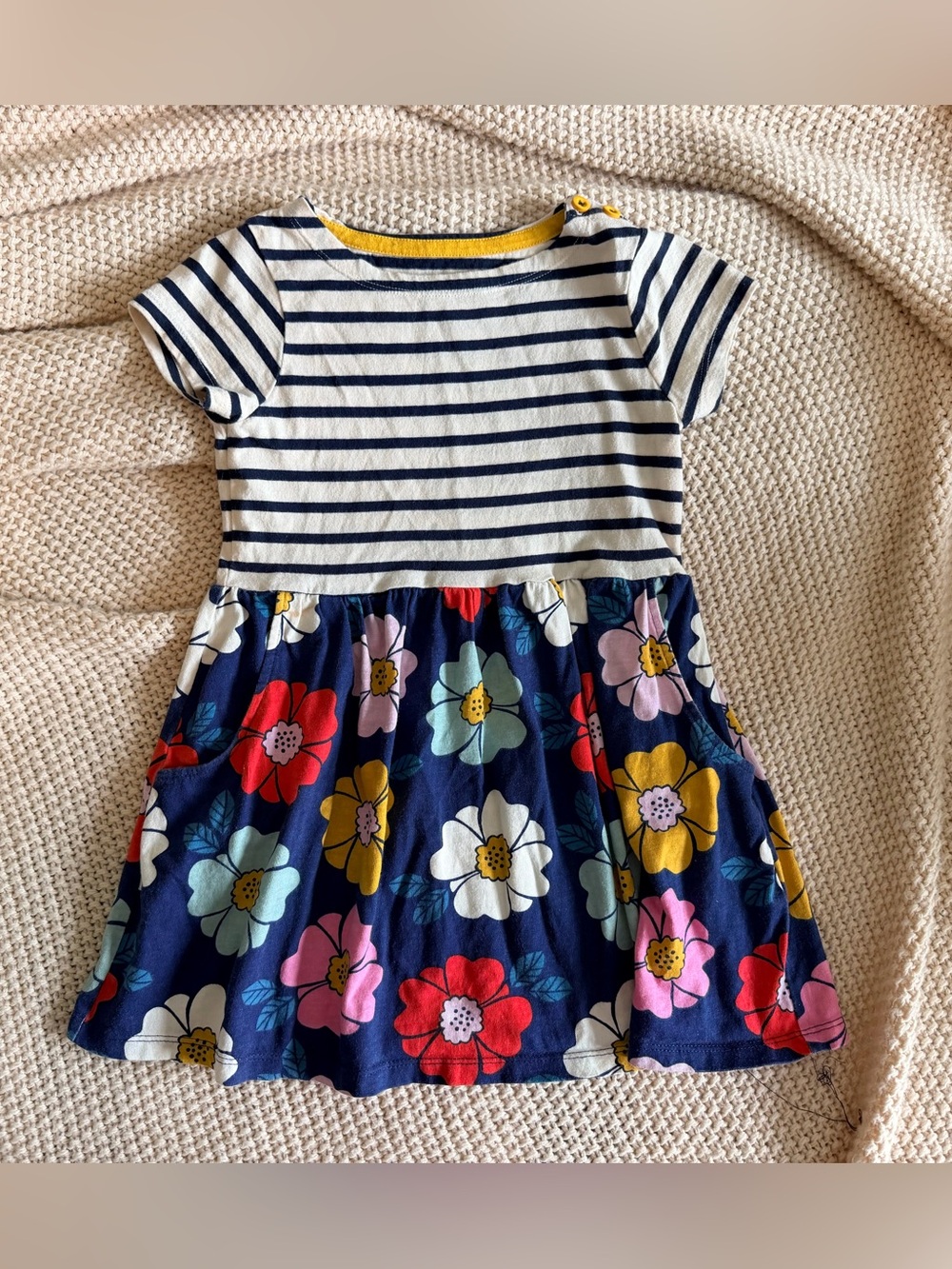 🌼 Mini Boden Striped + Floral Dress | 3–4Y | EUC